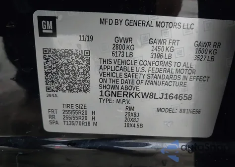 2020 Chevrolet Traverse Fwd Premier z USA, uszkodzony, nr VIN 1GNERKKW8LJ164658